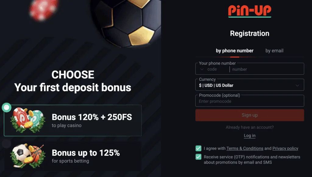 registration at Pin Up Guyana